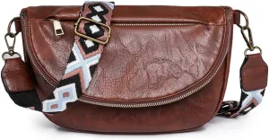 Crossbody Bags for Women, SIXVONA Soft Leather Shoulder Handbag with Embroidered Shoulder Straps