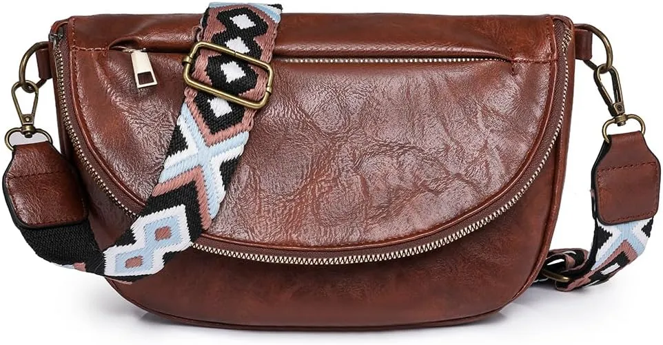 Crossbody Bags for Women, SIXVONA Soft Leather Shoulder Handbag with Embroidered Shoulder Straps