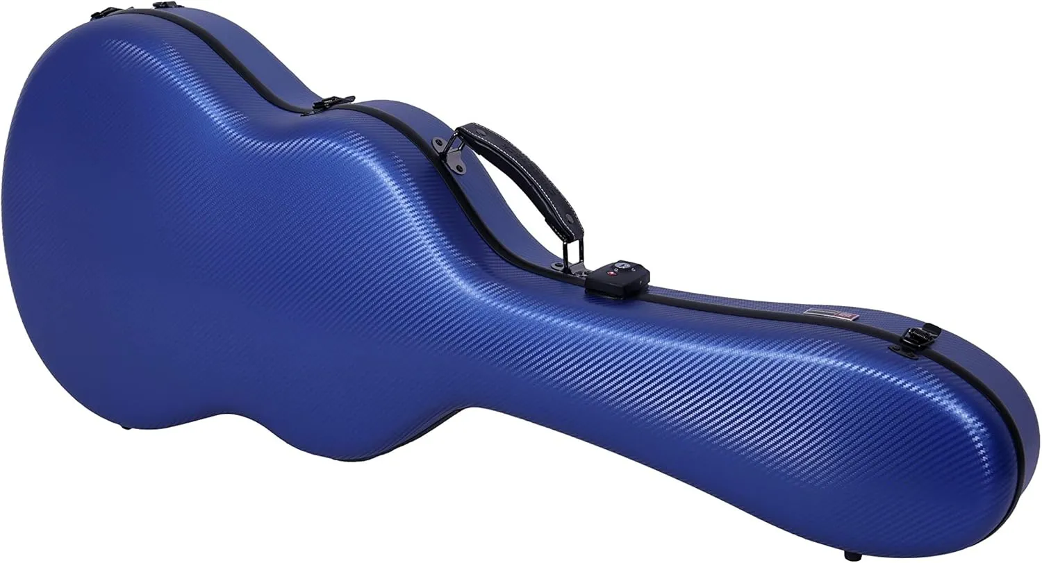 Crossrock Poly Carbon Classical Guitar Flight Case | Anti-Scratch 4/4 Hardshell with TSA Lock, Backpack Straps, Velvet Interior-Navy Blue (CRF4000CBL)