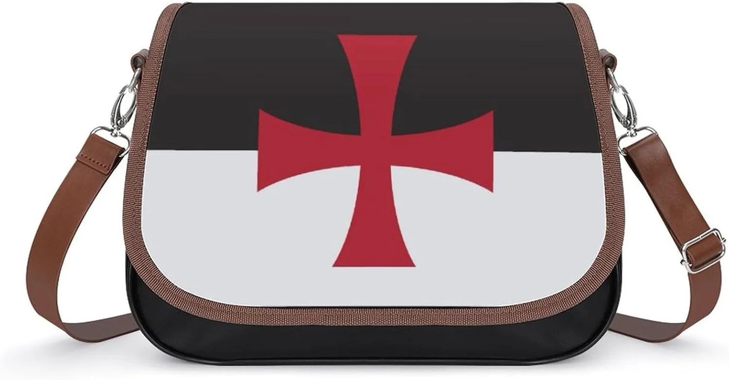 Crusaders Knights Templar Flag Women's Printed Wallet Leather Crossbody Bag with Adjustable Strap Shoulder Bag