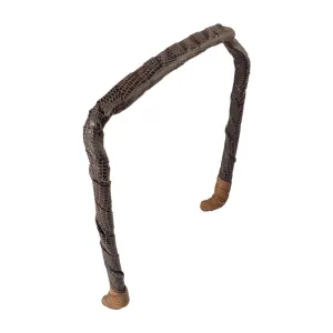 Curly Thick Hair - Medium Headband - Hand-Wrapped Patterned (Original, Dark Brown Faux Leather)
