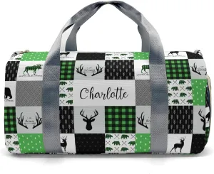 Custom Duffel Bag Woodland Deer Bear Plaid Compact and Convenient: Fitness Bags for the Modern Traveler