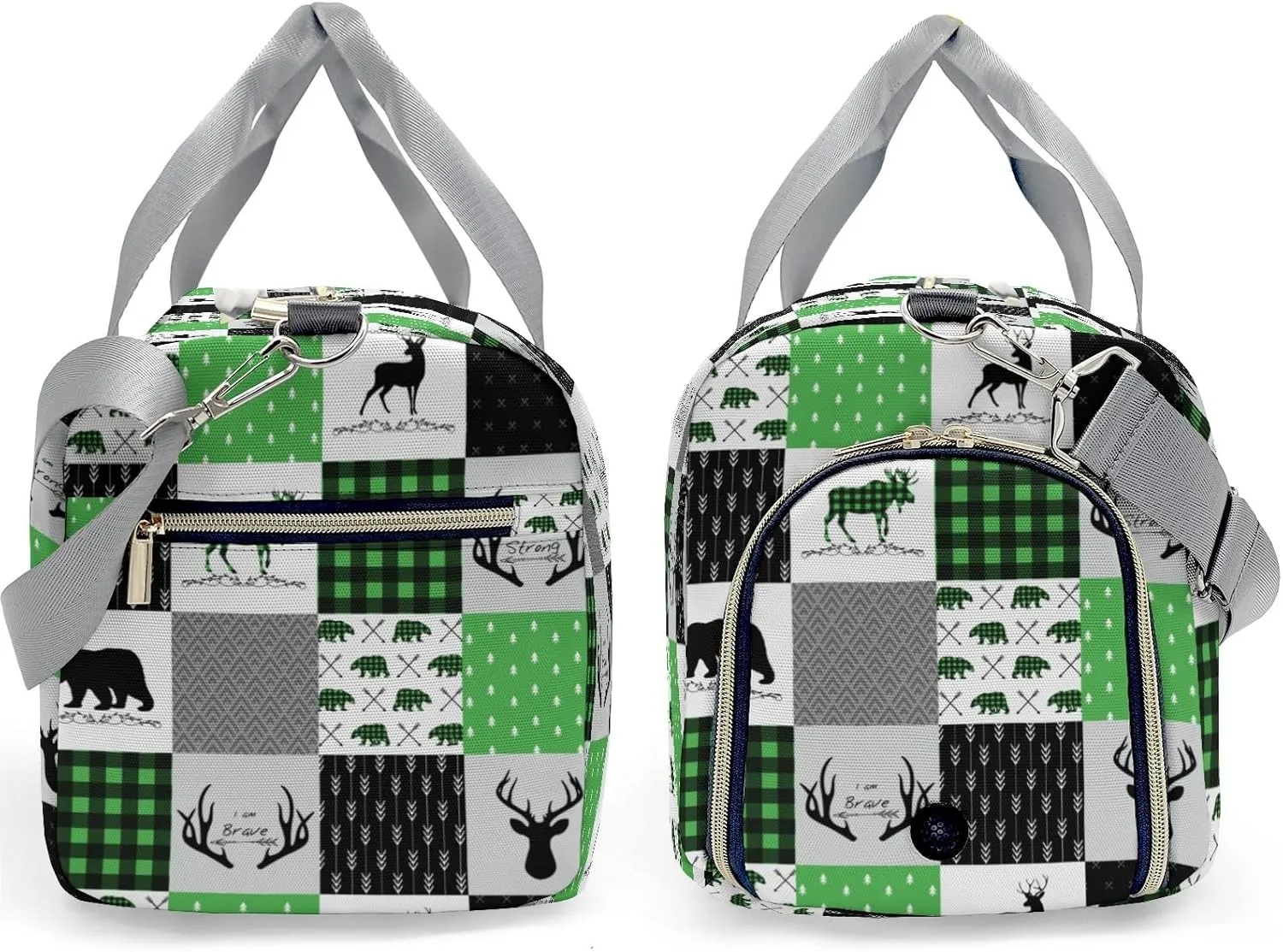 Custom Duffel Bag Woodland Deer Bear Plaid Compact and Convenient: Fitness Bags for the Modern Traveler