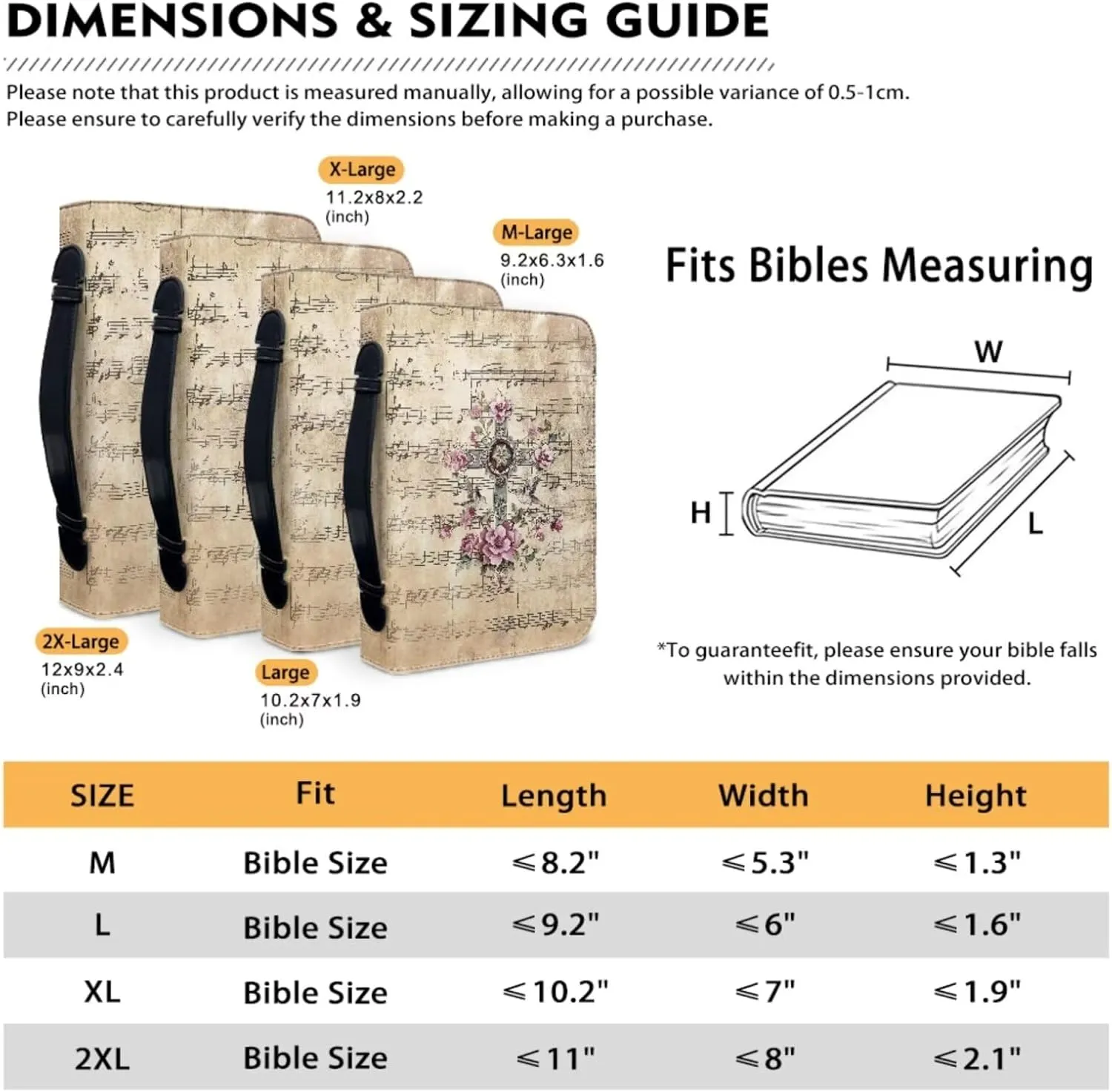 Customized Faith Cross Bible Cover Words Printed Bible Case Holy Cover Case Handbag Handle Zippered Pocket Bible Covers Bookmark 2pcs Set