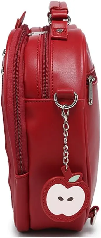 Cute Apple Ita Bag Badges Pins Display Backpack PU Leather Y2k Shoulder Bag Handbag with Mesh Insert Pad (Red, Large)