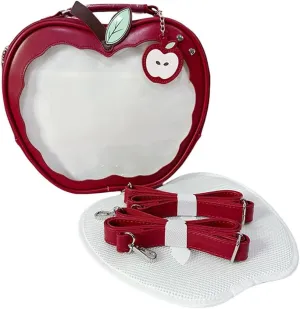 Cute Apple Ita Bag Badges Pins Display Backpack PU Leather Y2k Shoulder Bag Handbag with Mesh Insert Pad (Red, Large)
