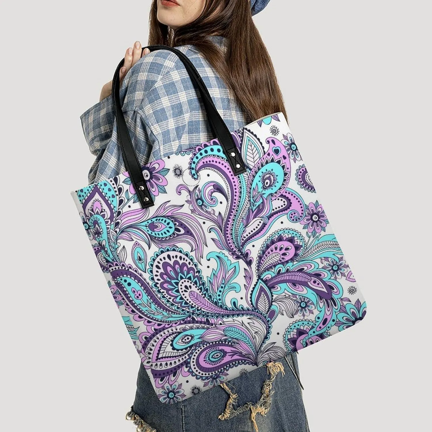Cute AutismAwareness Large Capacity Leather Handbag