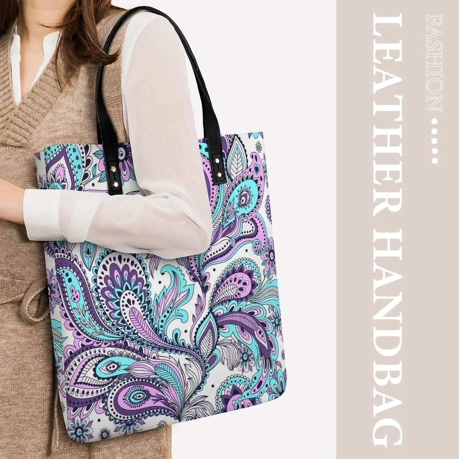 Cute AutismAwareness Large Capacity Leather Handbag