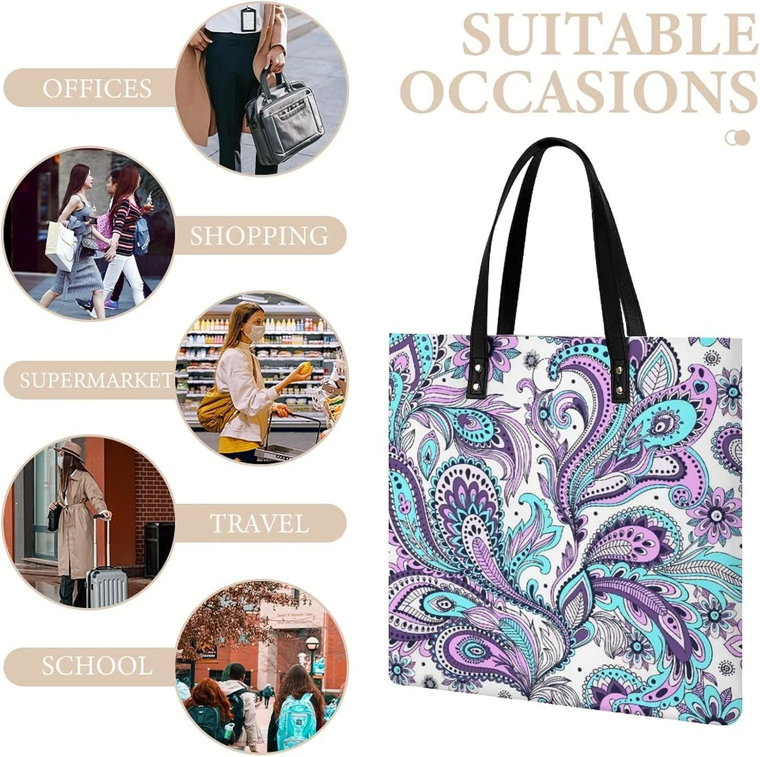 Cute AutismAwareness Large Capacity Leather Handbag
