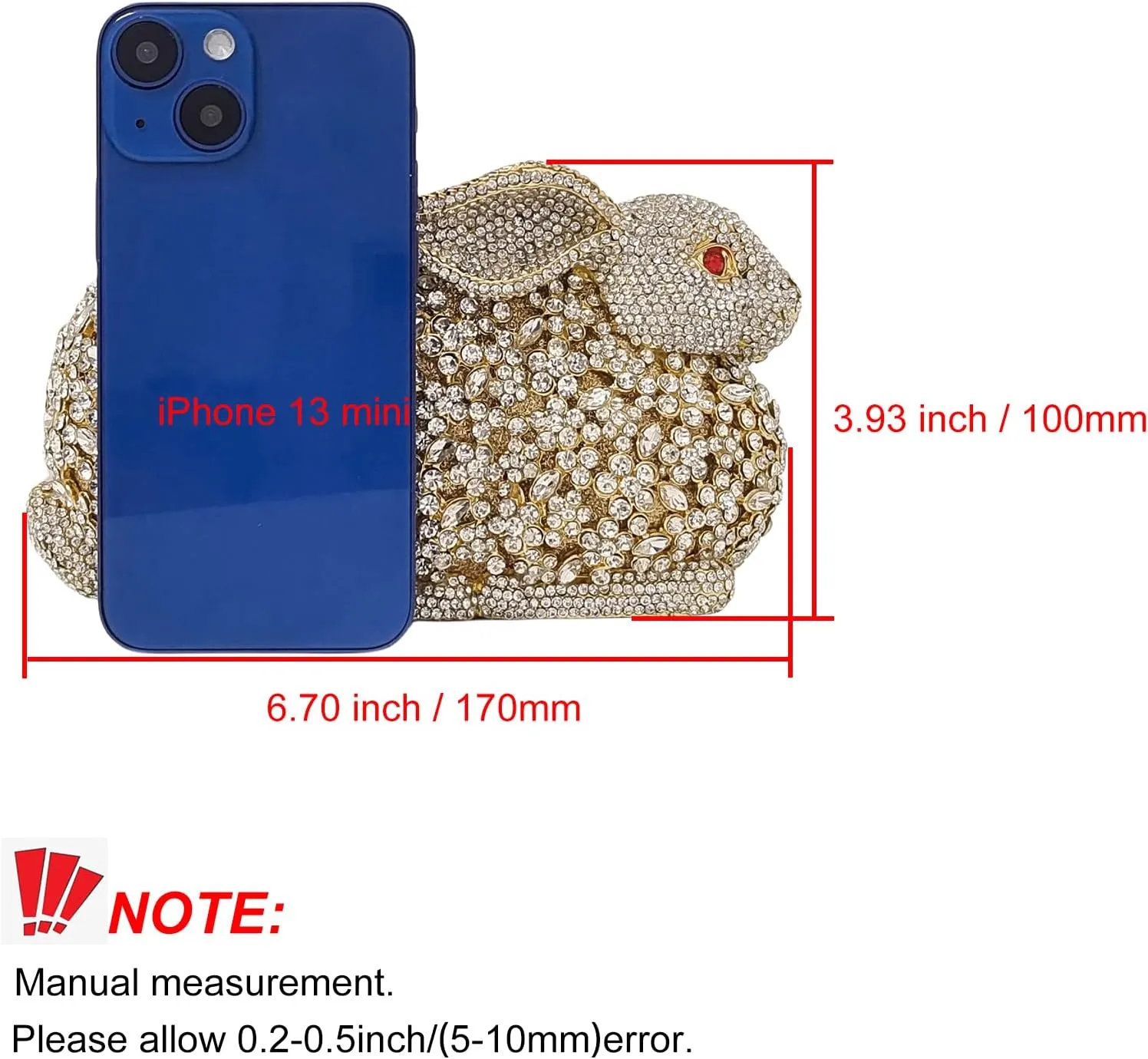 Cute Rabbit Evening Bag Bunny Rhinestone Purse Animal Crystal Clutch for Party Wedding Prom Handbag