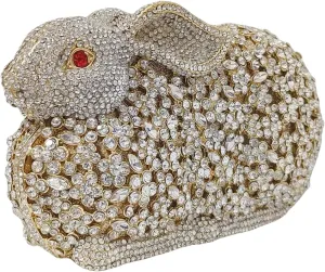 Cute Rabbit Evening Bag Bunny Rhinestone Purse Animal Crystal Clutch for Party Wedding Prom Handbag