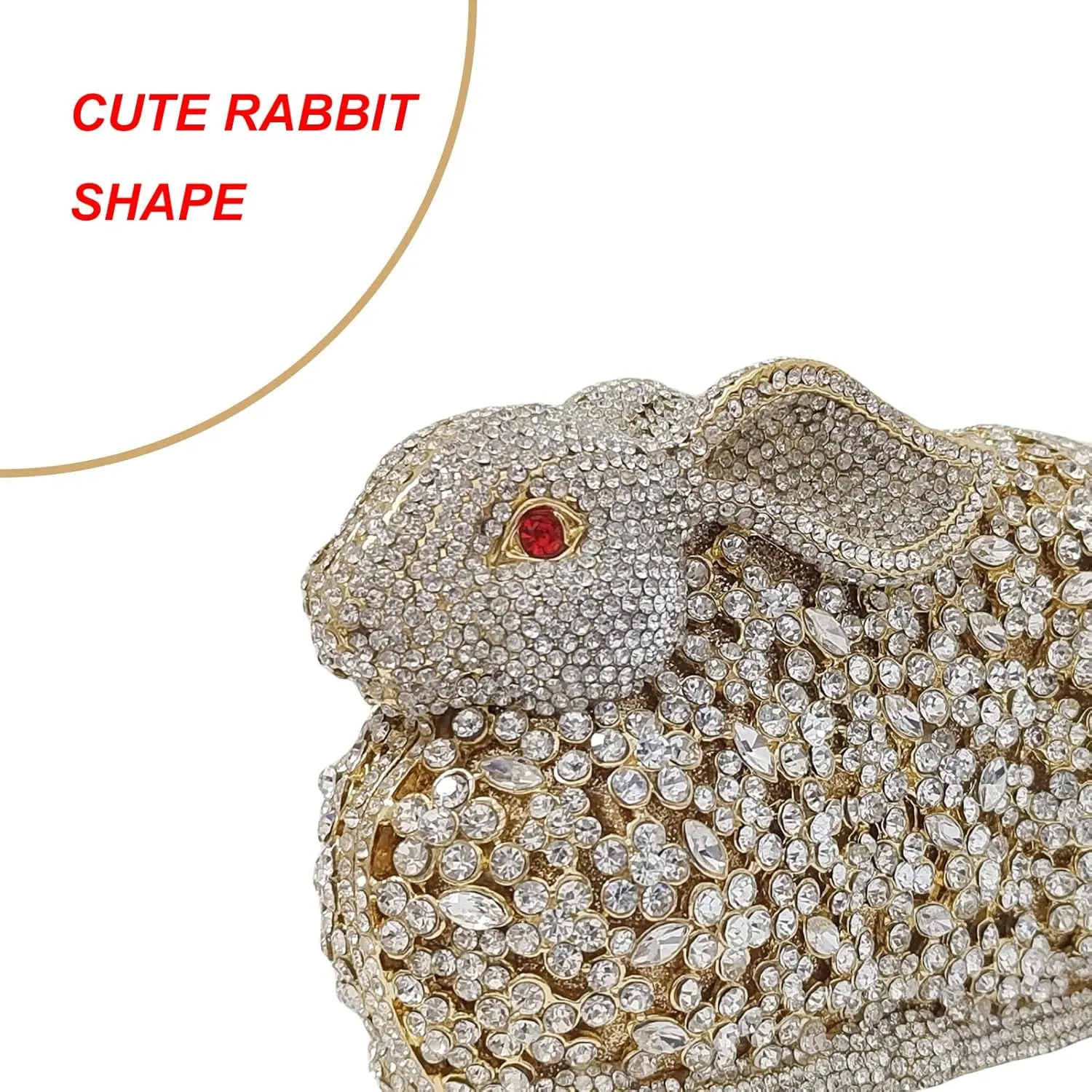 Cute Rabbit Evening Bag Bunny Rhinestone Purse Animal Crystal Clutch for Party Wedding Prom Handbag