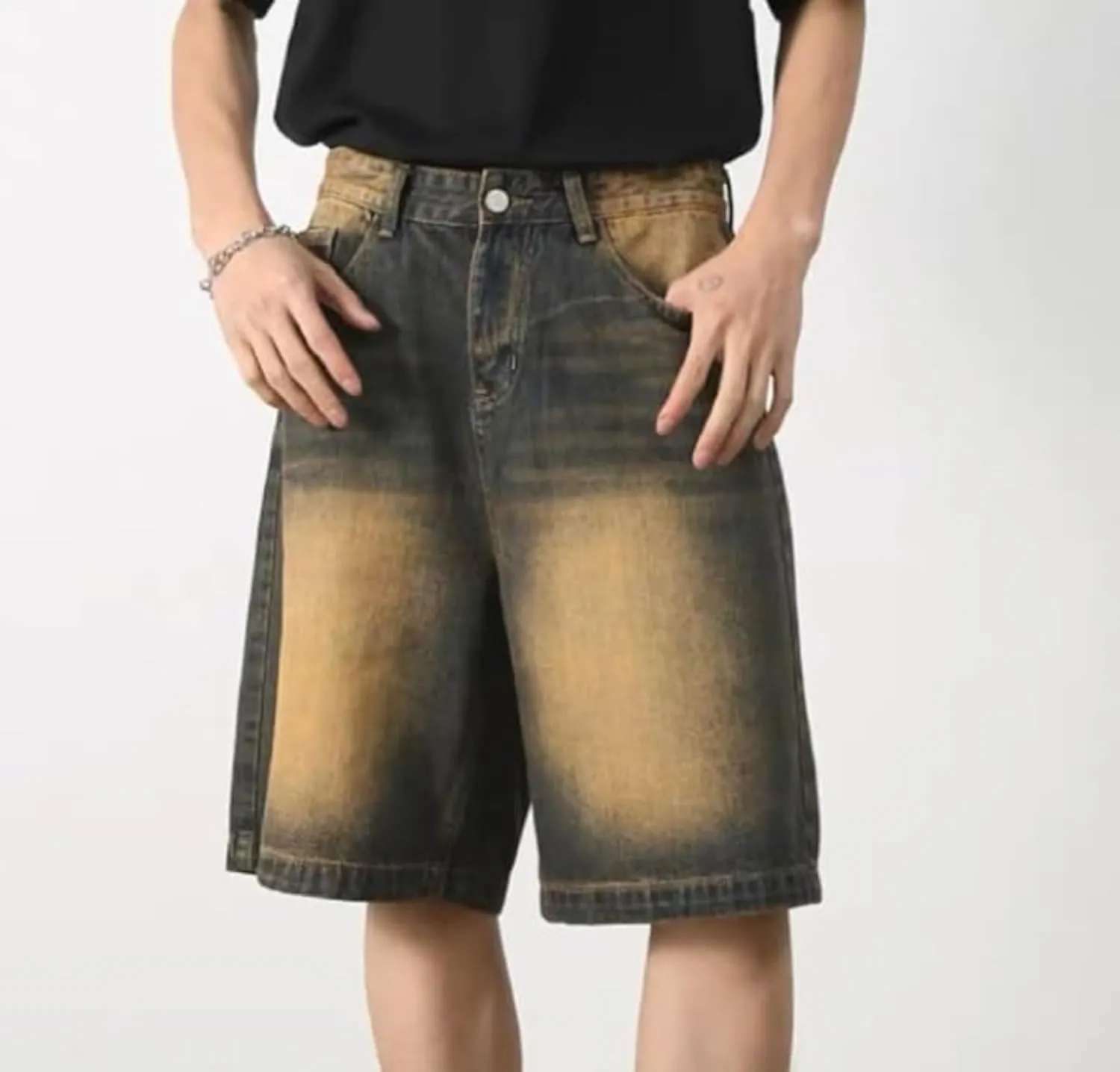 CUTEGAL Unisex Jorts Women Mid Rise Denim Shorts Wide Leg Baggy Jeans Men Casual Streetwear Y2k Pants
