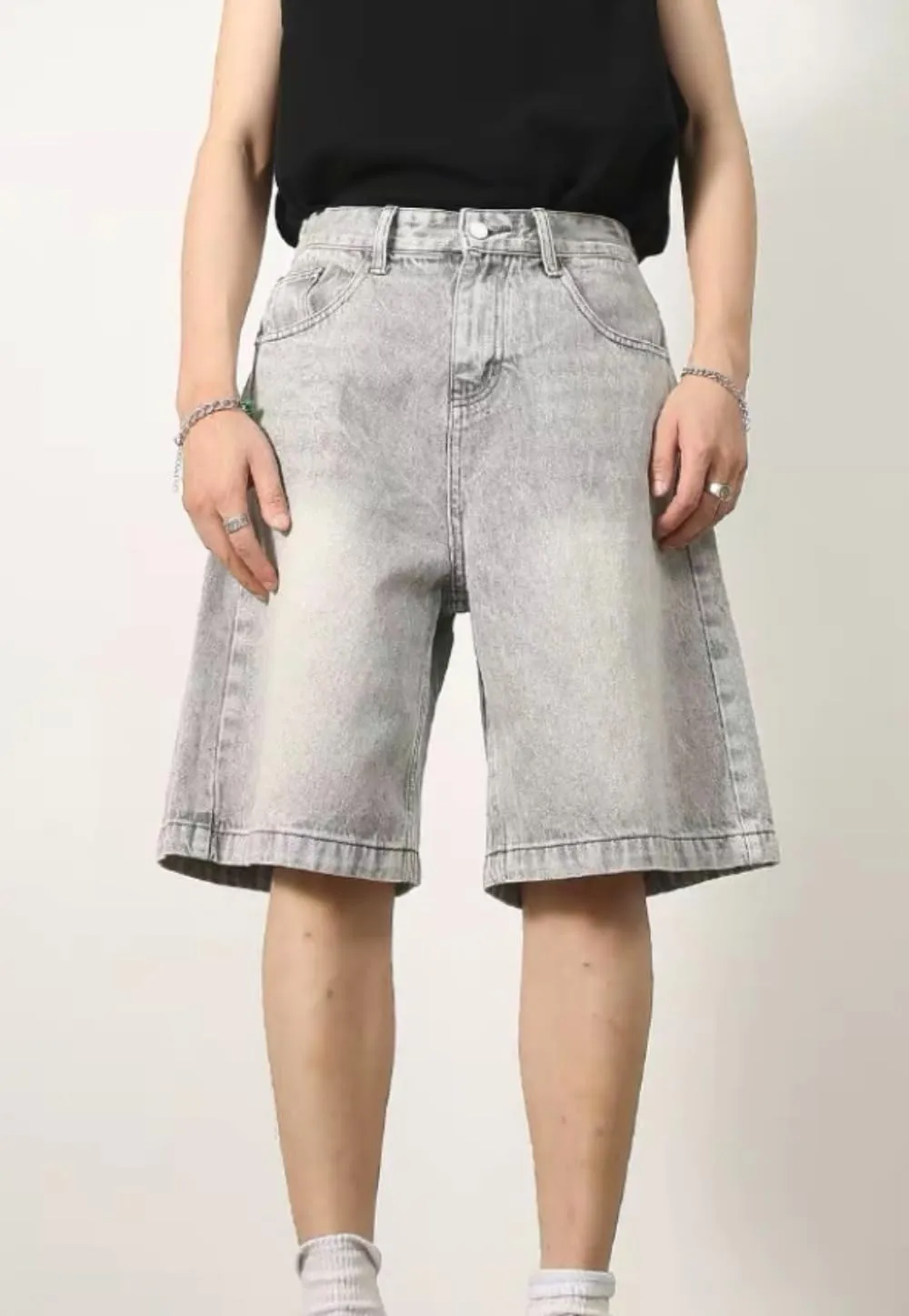 CUTEGAL Unisex Jorts Women Mid Rise Denim Shorts Wide Leg Baggy Jeans Men Casual Streetwear Y2k Pants