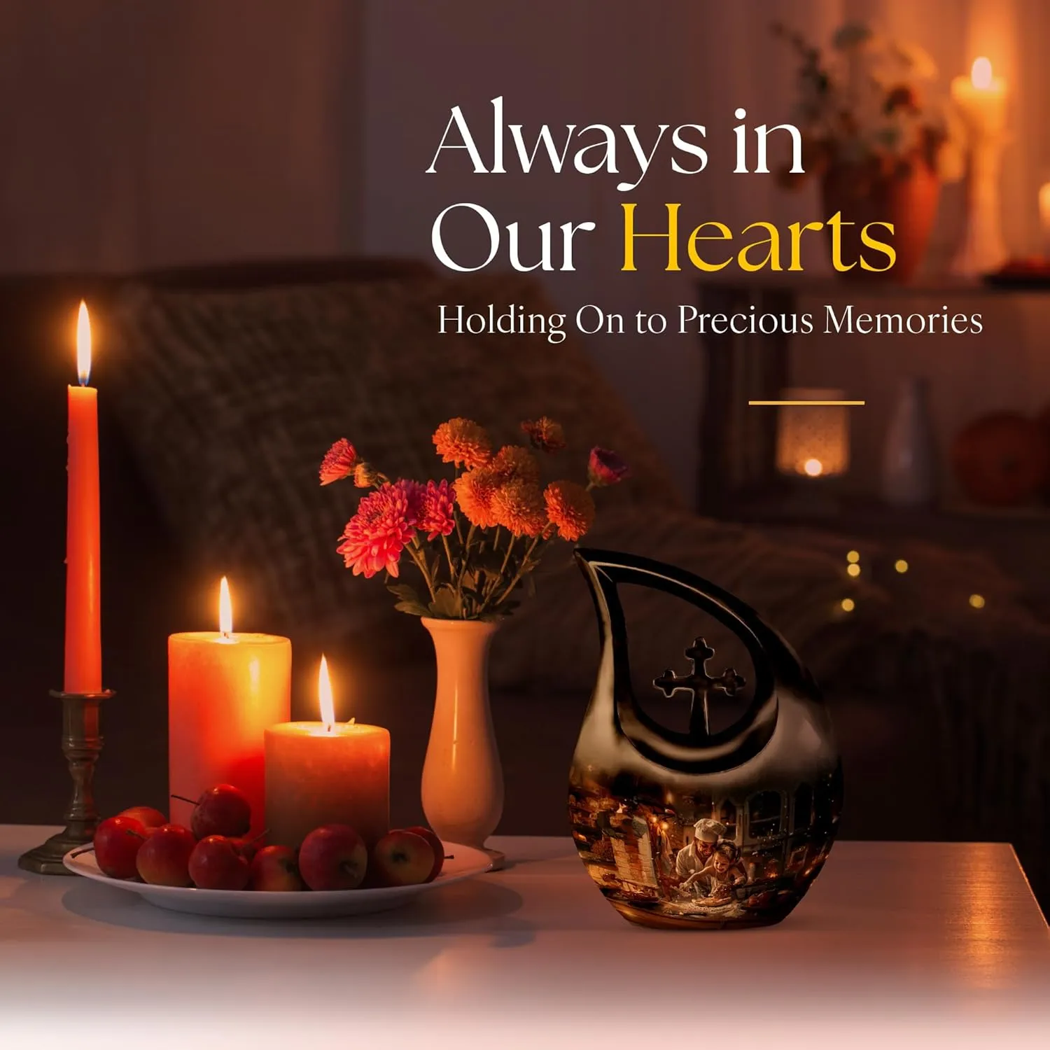 Dad Teaching Urn for Ashes for Women and Men 10 Inch - Cross Drop Burial Urns for Cremated Remains - Funeral Decorative Urns for Adult Ashes - Large Urn for with Velvet Bag
