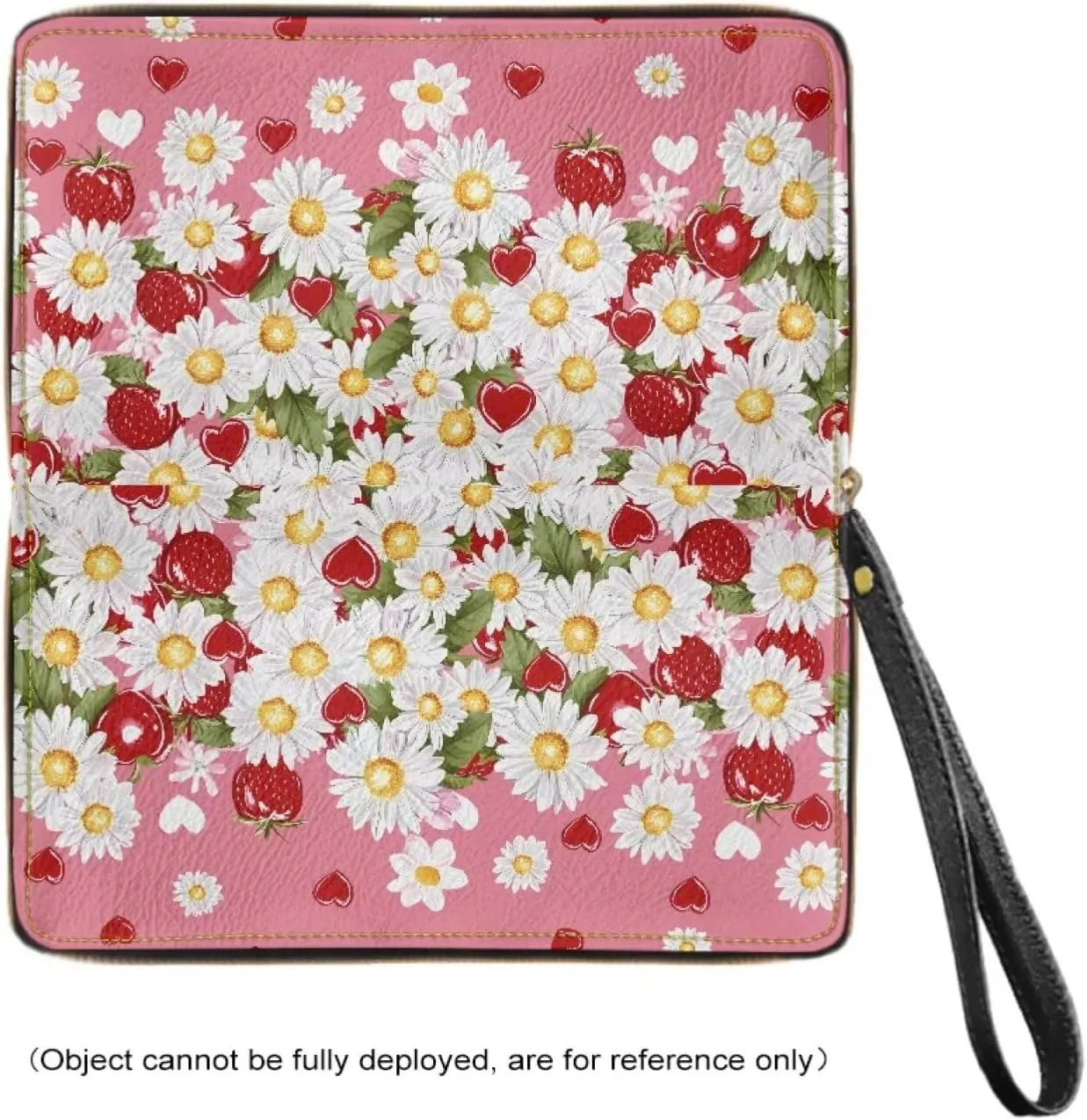 Daisy Strawberry Wallets for Women PU Leather Credit Card Holder Large Capacity Wristlet