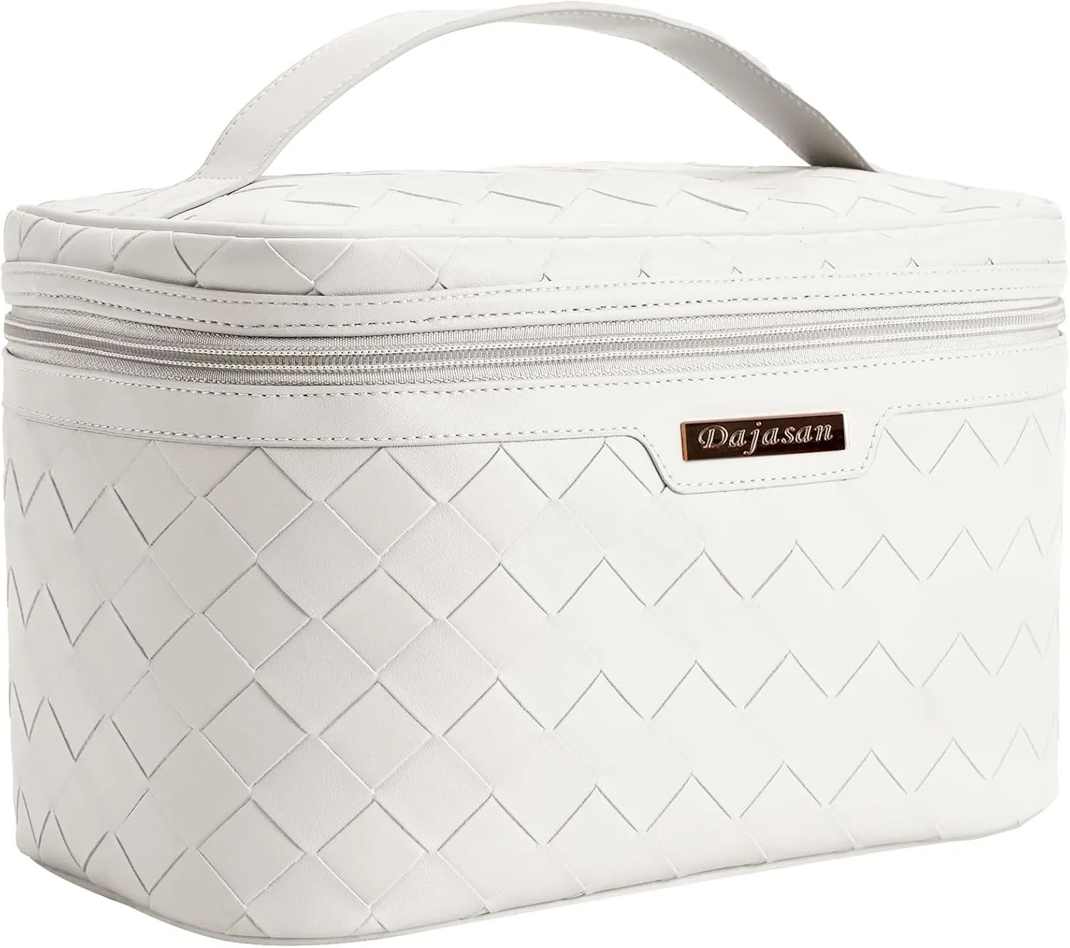 Dajasan Makeup Bag, Portable Travel Cosmetic Bag, Large Makeup Organizer Bag, PU Leather Makeup Organizer Case, Travel Toiletry Bag for Women Girls, 11.81 x 6.7 x 7.09 Inch