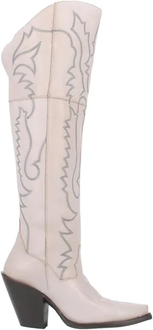 Dan Post Womens Loverly Snip Toe Zippered Casual Boots Over the Knee High Heel 3" & Up - White