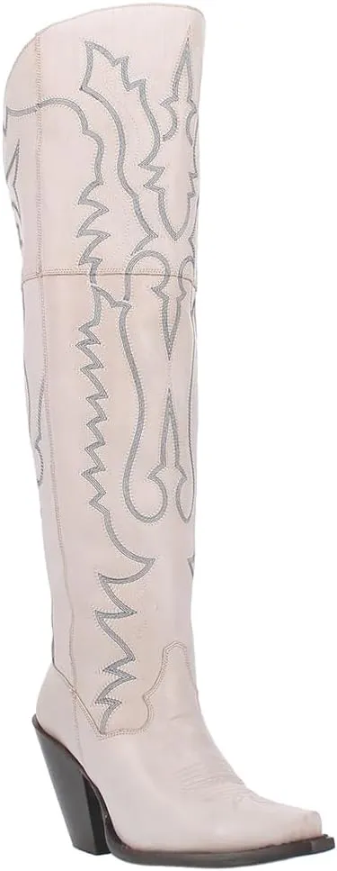 Dan Post Womens Loverly Snip Toe Zippered Casual Boots Over the Knee High Heel 3" & Up - White
