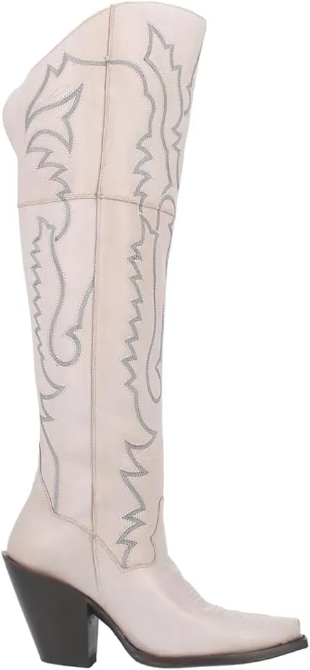 Dan Post Womens Loverly Snip Toe Zippered Casual Boots Over the Knee High Heel 3" & Up - White