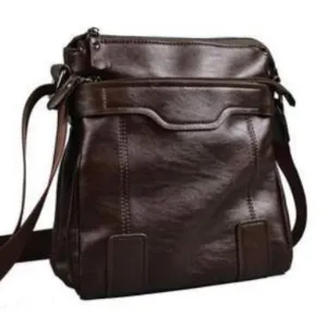 DARREN - Mens Brown Faux Leather Crossbody Bag