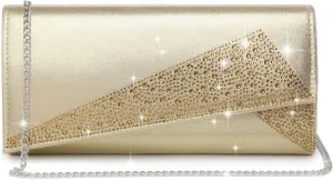 Dasein Women's Satin Rhinestone Clutch Evening Bags Sparkle Glitter Shiny Purse Handbag for Party Wedding Cocktail Prom