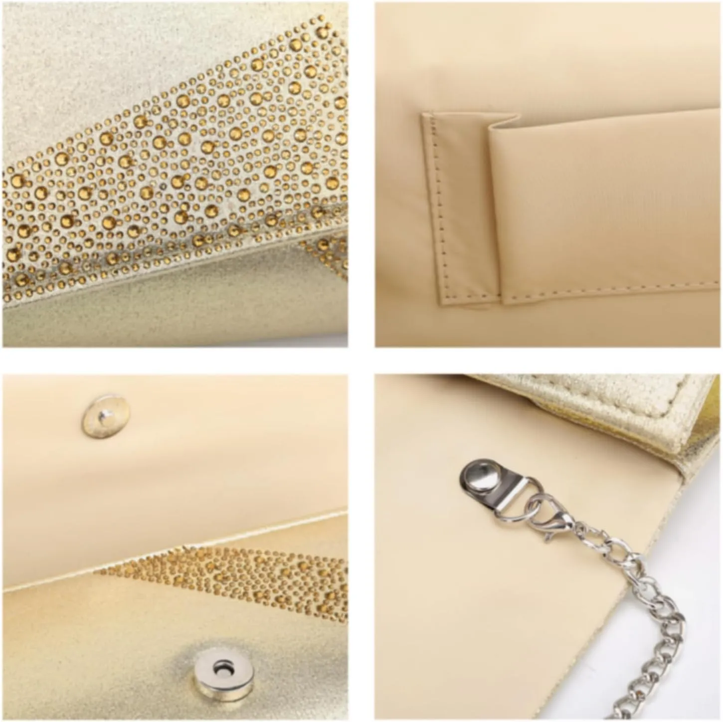 Dasein Women's Satin Rhinestone Clutch Evening Bags Sparkle Glitter Shiny Purse Handbag for Party Wedding Cocktail Prom