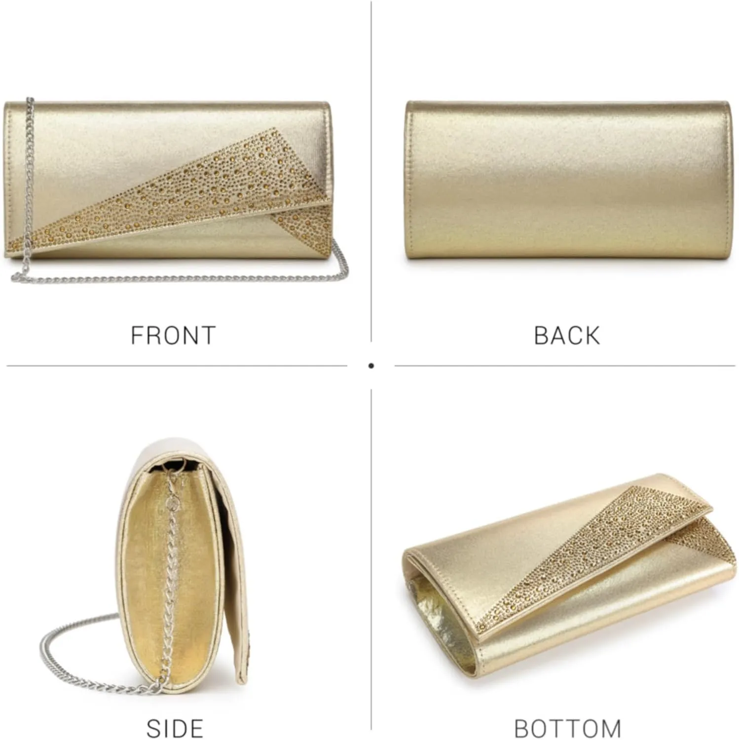 Dasein Women's Satin Rhinestone Clutch Evening Bags Sparkle Glitter Shiny Purse Handbag for Party Wedding Cocktail Prom