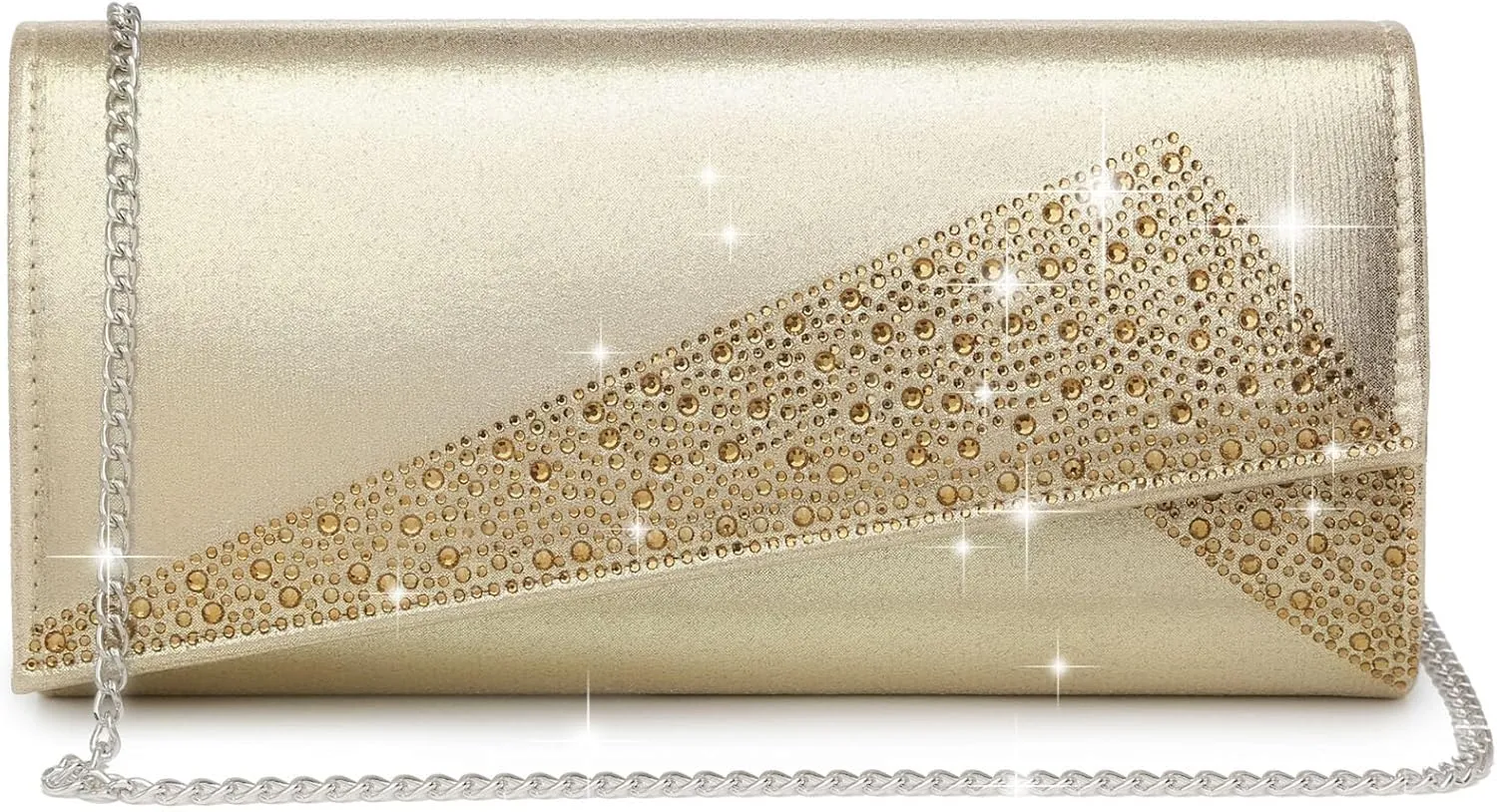 Dasein Women's Satin Rhinestone Clutch Evening Bags Sparkle Glitter Shiny Purse Handbag for Party Wedding Cocktail Prom