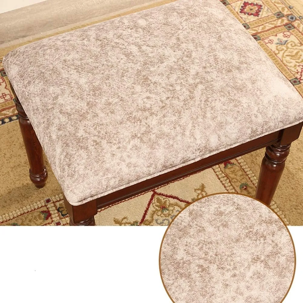 DASHADAO Footstools Stools American Fabric Retro Wood Stool Idyllic Village Dressing Stool Changing His Shoes Stool Living Room (Color:Rubber Color,Size:45 * 35 * 46cm)