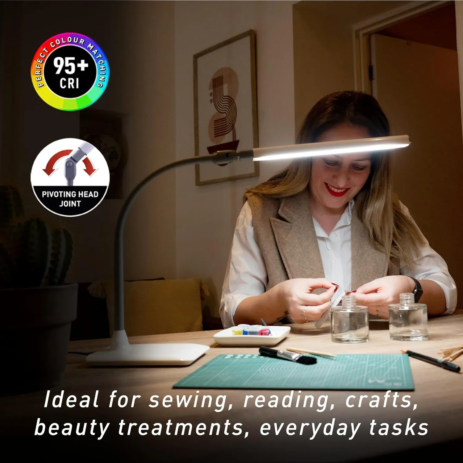 daylight Company Uno Pro Table Lamp, Standing Lamp for Living Room, Bedroom, Salon, Office, Touch Control, Flexible Arm, Sleek Design, Multipurpose