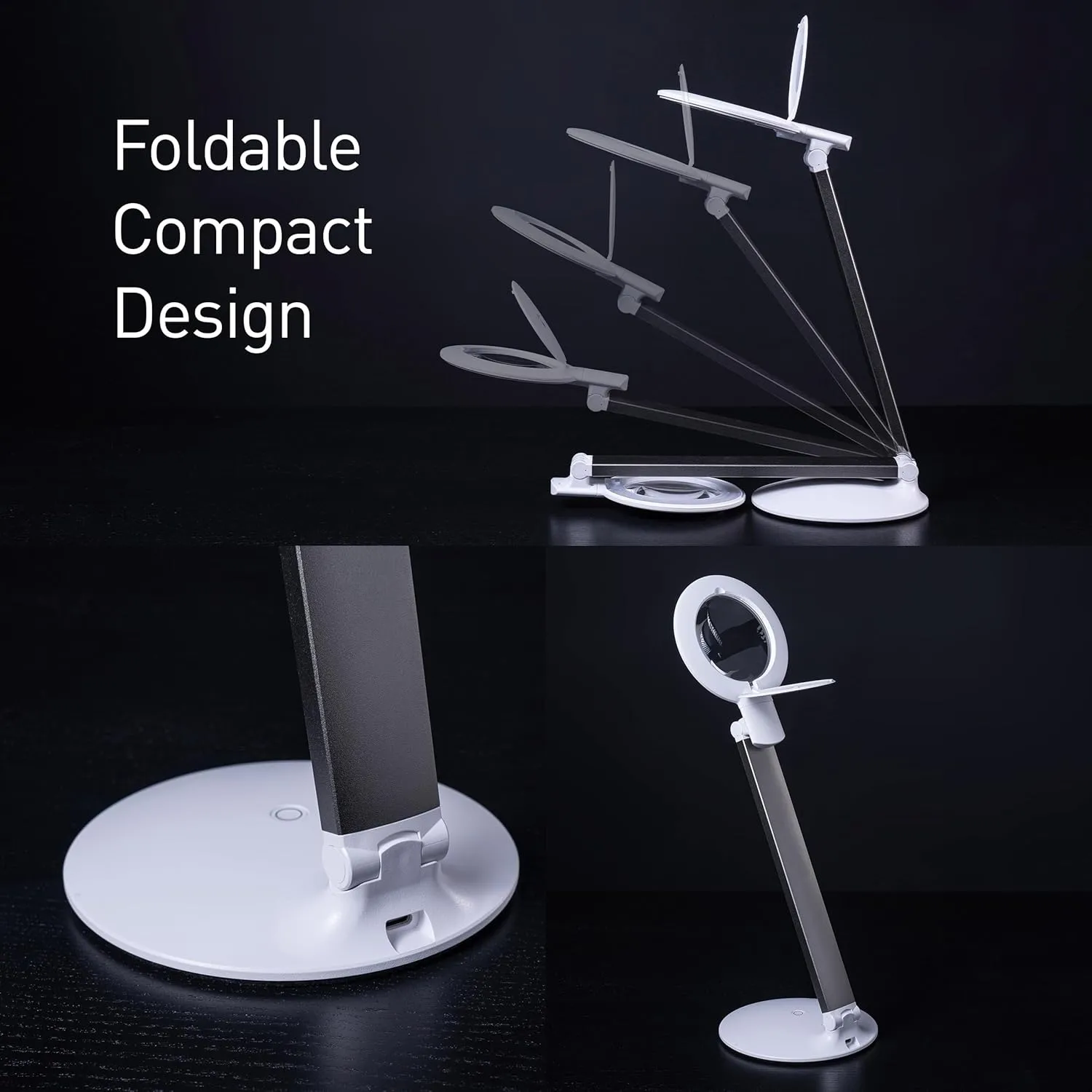 daylight Halo Go 2 Portable Rechargeable Magnifying Lamp – 5 Diopter (2.25X) Magnification, 6,000K LED, 4,200 Lux Brightness, Compact Folding Design with USB Charging & Velvet Carry Case