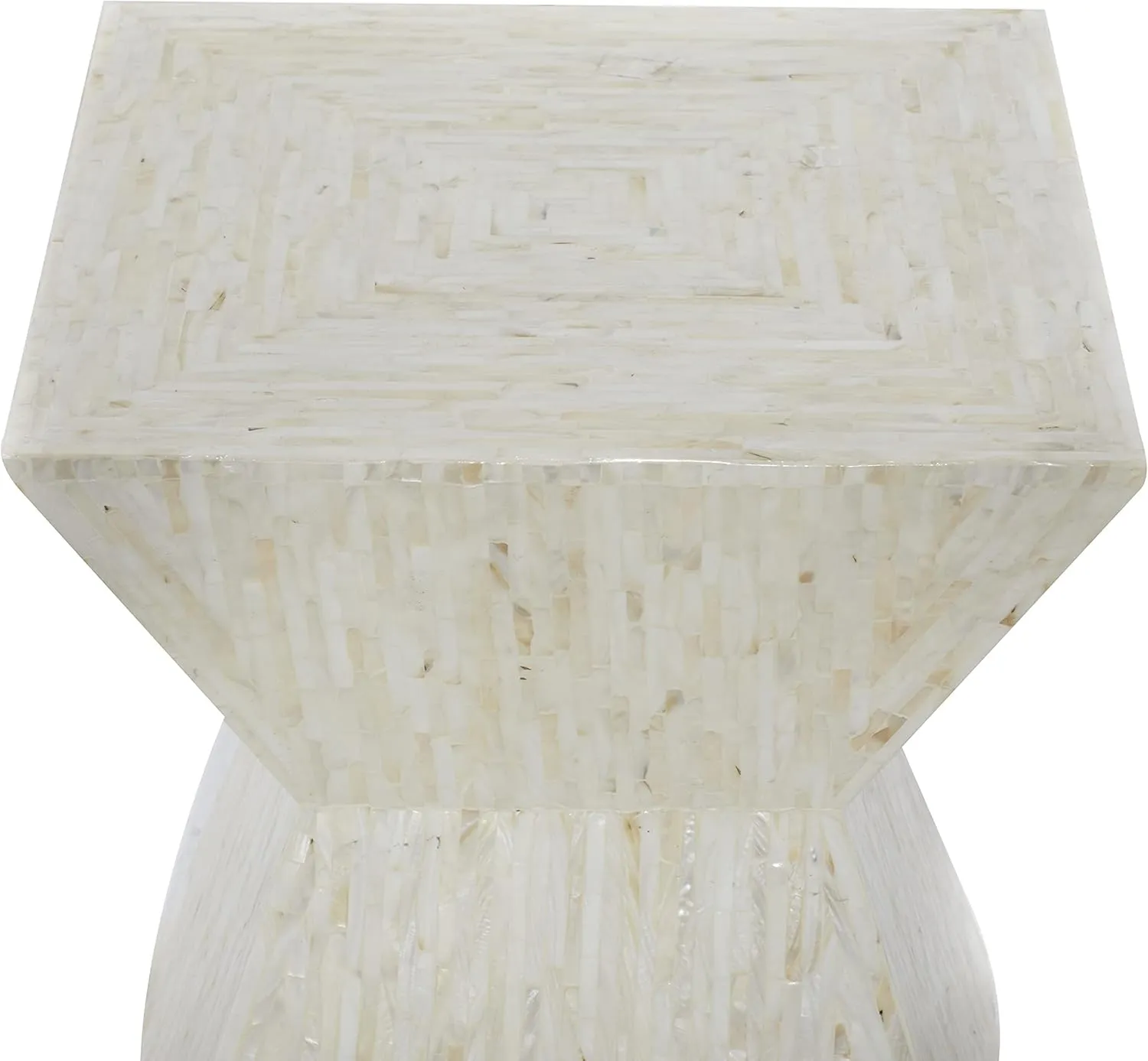 Deco 79 Mother of Pearl Shell Handmade Side End Accent Table Hourglass Shaped End Table, Side Table 16" x 16" x 19", Beige