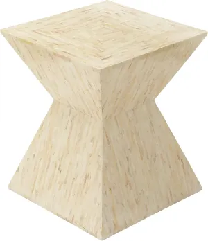 Deco 79 Mother of Pearl Shell Handmade Side End Accent Table Hourglass Shaped End Table, Side Table 16" x 16" x 19", Beige
