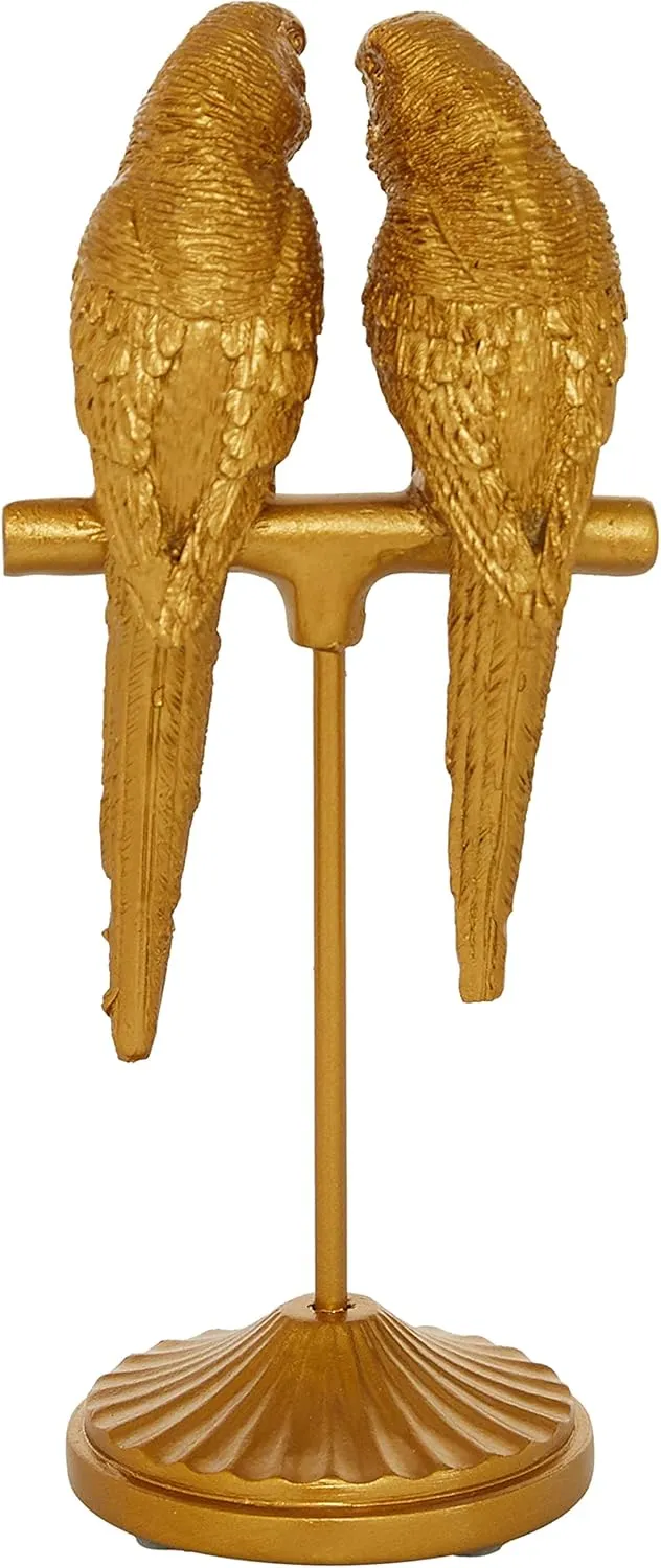Deco 79 Polystone Parrot Decorative Sculpture Home Decor Statue, Accent Figurine 3" x 3" x 9", Gold
