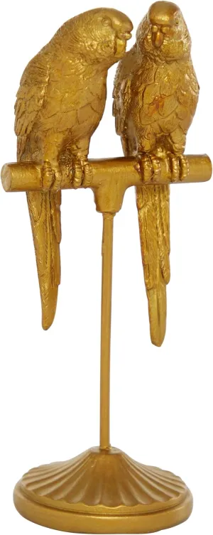 Deco 79 Polystone Parrot Decorative Sculpture Home Decor Statue, Accent Figurine 3" x 3" x 9", Gold