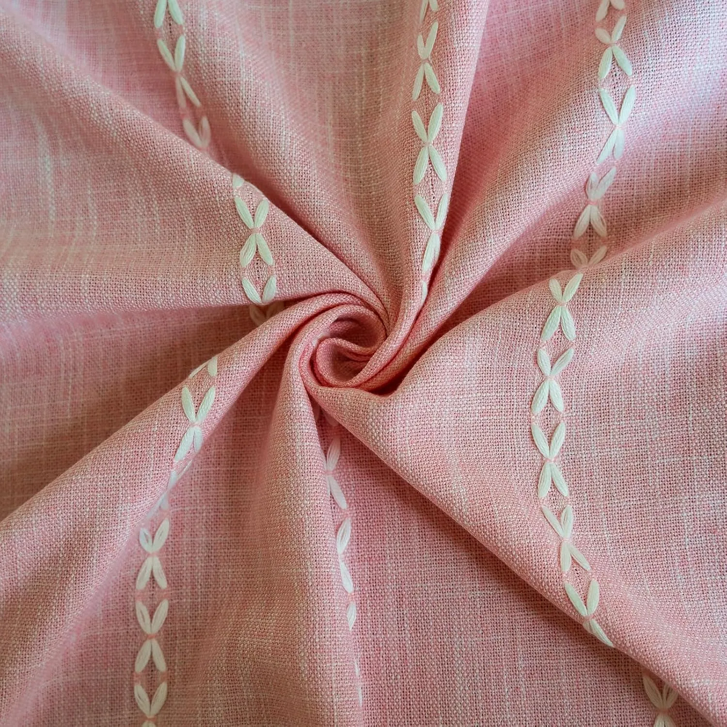 Deeprove Pink Boho Curtains 84 inches Length for Baby Girl Bedroom Nursery, Blush Bohemian 84 inches Long Embroidery Farmhouse Light Filter Privacy Style Tassel Window Treatments, W52 x L84, 1 Panel