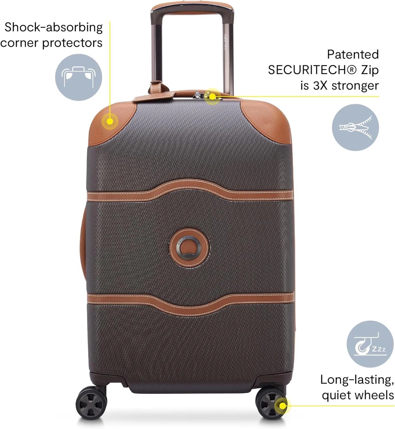 DELSEY PARIS Chatelet Air 2.0 Hardside Luggage with Spinner Wheels, Chocolate Brown, Carry on 19 Inch