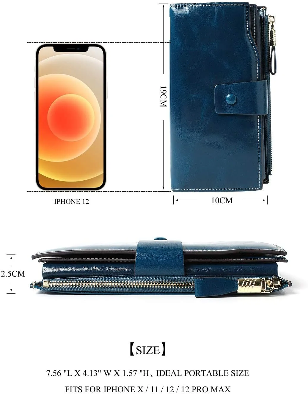 Demon&Hunter Women's RFID Blocking Large Capacity Luxury Wax Genuine Leather Purse Wallet DZA2083