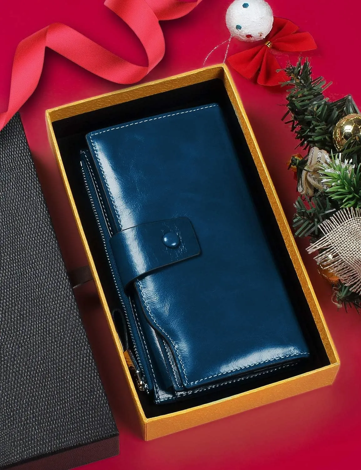 Demon&Hunter Women's RFID Blocking Large Capacity Luxury Wax Genuine Leather Purse Wallet DZA2083