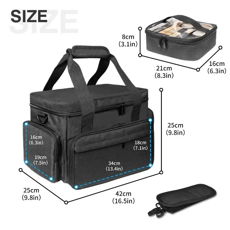 Detachable Travel Cosmetic Bag With Inner Pockets & Hair Care Storage 42 X 25 X 25 Cm