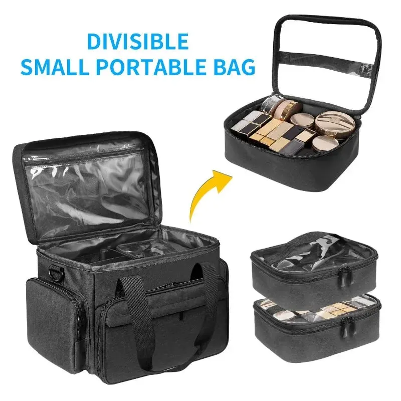 Detachable Travel Cosmetic Bag With Inner Pockets & Hair Care Storage 42 X 25 X 25 Cm