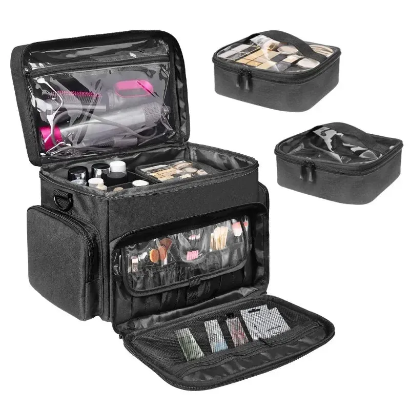 Detachable Travel Cosmetic Bag With Inner Pockets & Hair Care Storage 42 X 25 X 25 Cm