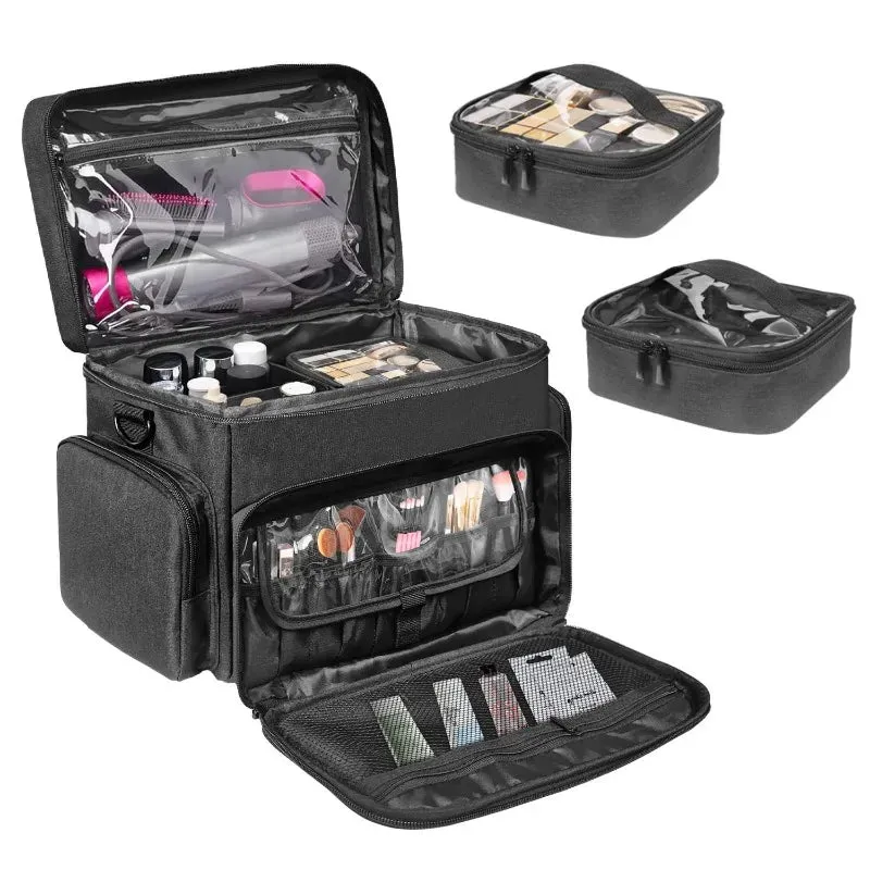 Detachable Travel Cosmetic Bag With Inner Pockets & Hair Care Storage 42 X 25 X 25 Cm