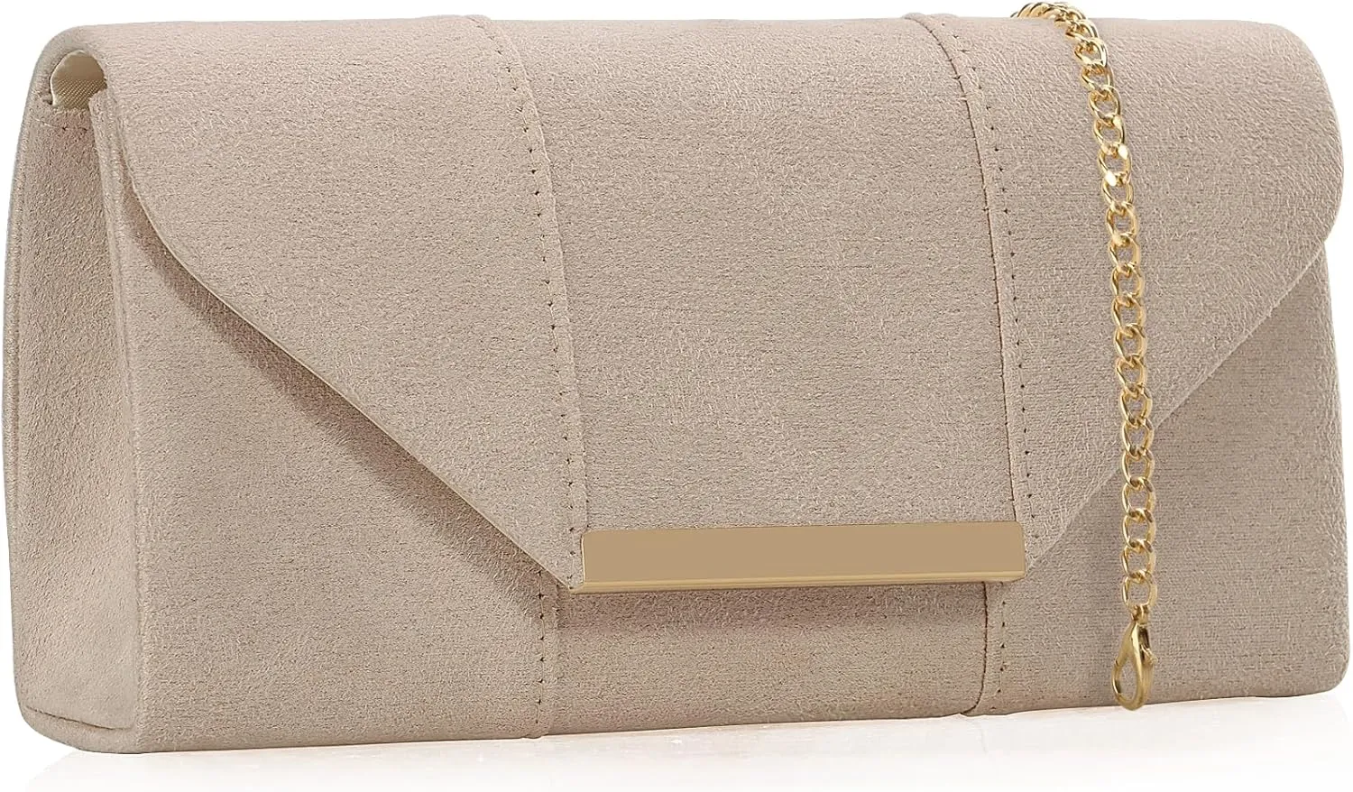 Dexmay Women Faux Suede Envelope Clutch Purse Evening Velvet Handbag Foldover Shoulder Crossbody Bag