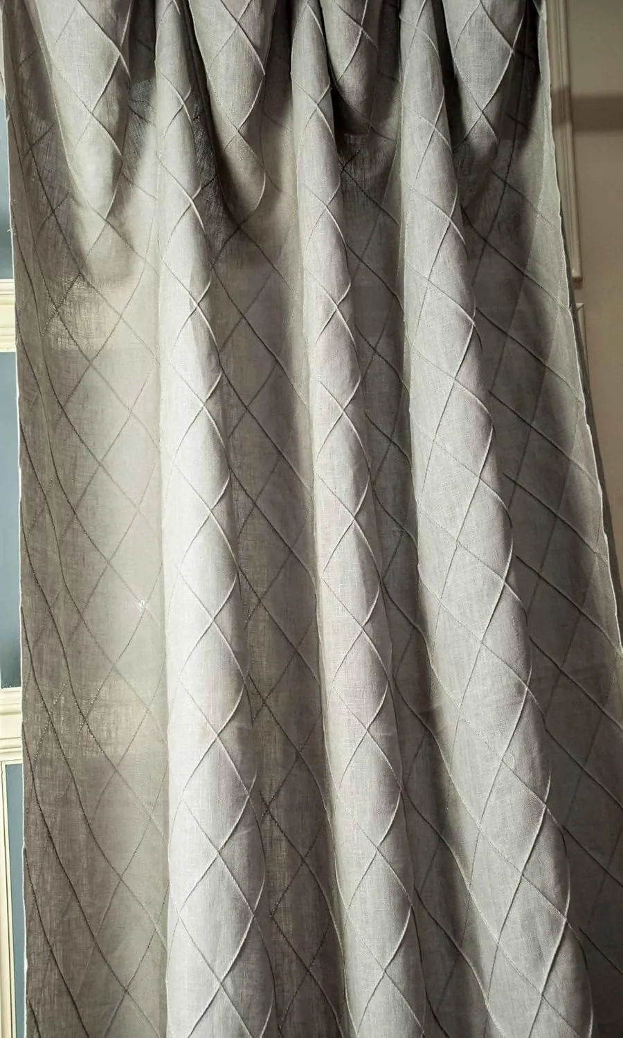 Diamond Pintucked Linen Curtain/Panel/Drape (Natural, 50" W X 84" L)