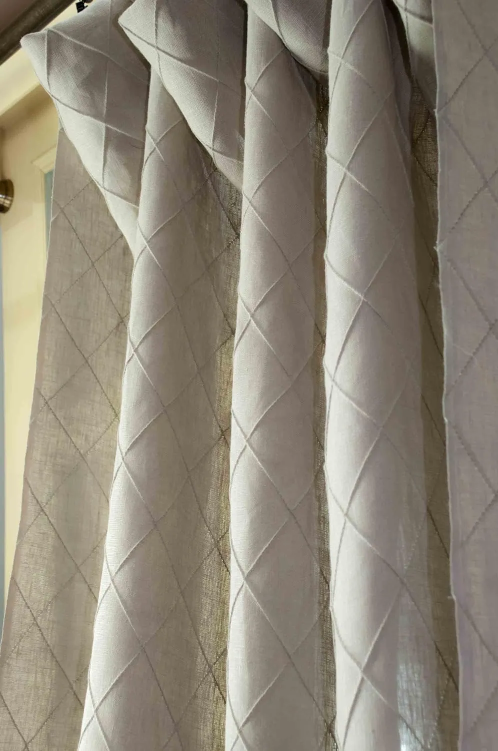 Diamond Pintucked Linen Curtain/Panel/Drape (Natural, 50" W X 84" L)