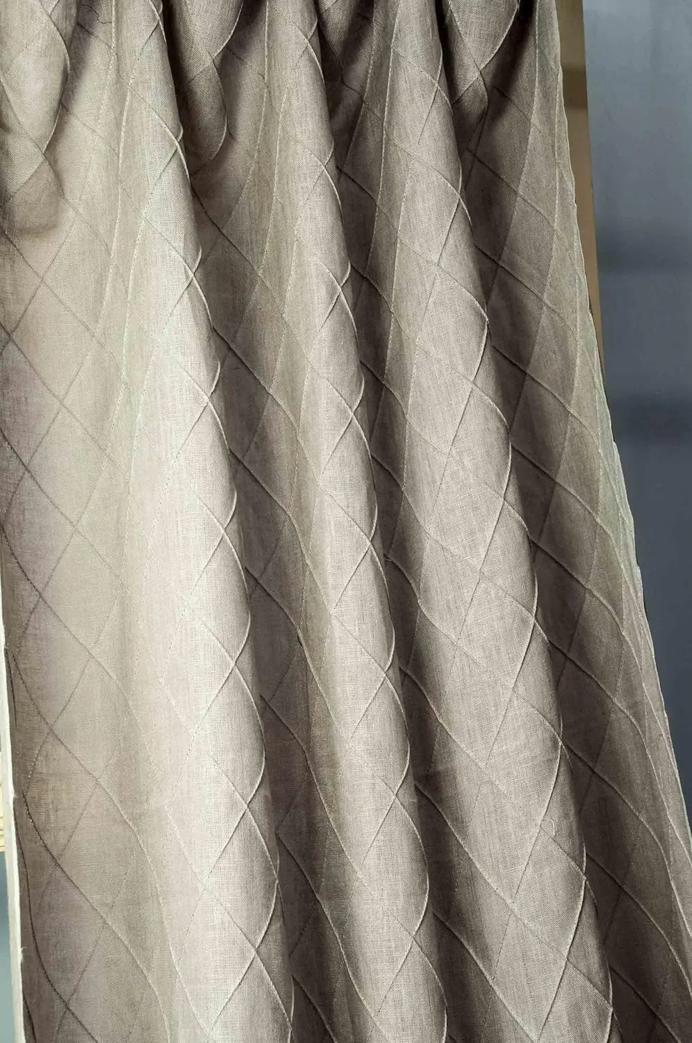 Diamond Pintucked Linen Curtain/Panel/Drape (Natural, 50" W X 84" L)