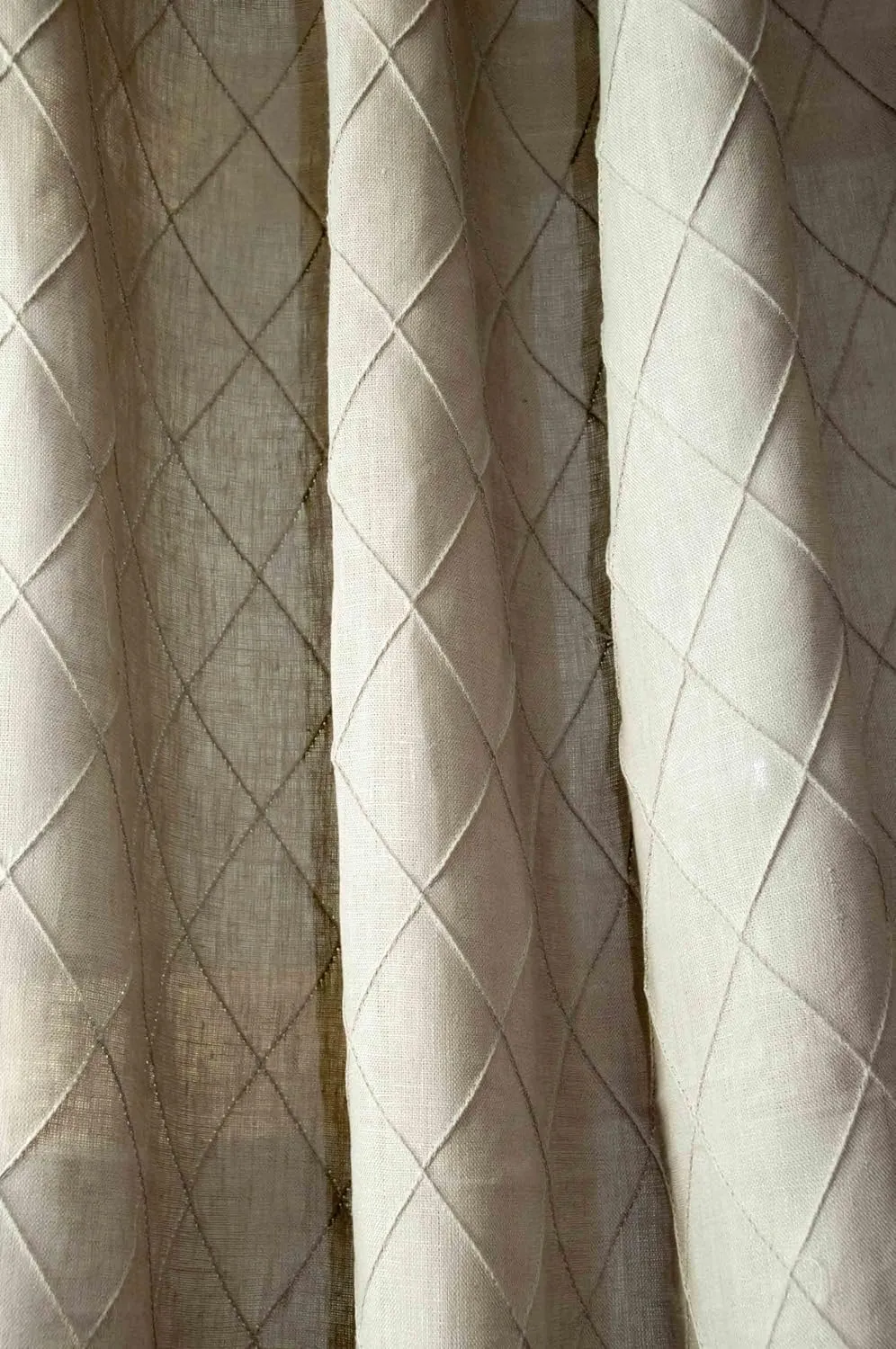 Diamond Pintucked Linen Curtain/Panel/Drape (Natural, 50" W X 84" L)