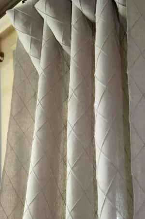 Diamond Pintucked Linen Curtain/Panel/Drape (Natural, 50" W X 84" L)